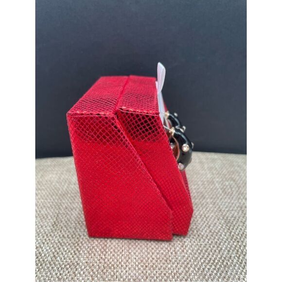 House of Harlow Black Enamel & White Crystal Polka Dot Puffy Hoop 1.5” Earrings - Picture 7 of 8